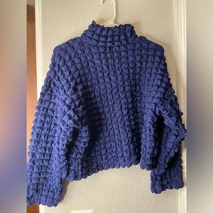 Zara Navy Textured Blouse